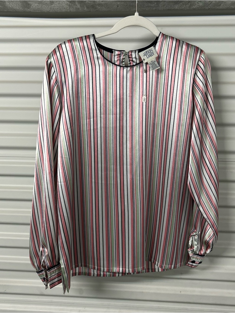 Allison Daley Striped Long-Sleeve Shirt - Pink, White, Black